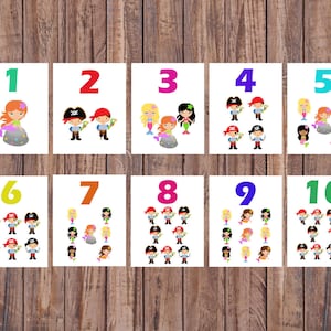 Cartões Flash GRATUITOS, Piratas e Sereias, Brinquedos de Aprendizagem, Brinquedos Educativos, Cartões para Impressão, Download Instantâneo, Download para Impressão