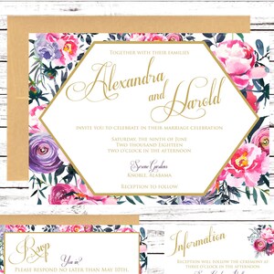 Blumen Hochzeit, Hochzeit, Einladung, Aquarell, druckbare Einladung, digitaler Download, elegante Hochzeit, druckbare Download druckbare Karte