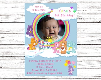 Care Bears, Printable Invitation, Birthday Invitation, First Birthday, Printable Download, Digital Download, Kid's Birthday, Kid's Party