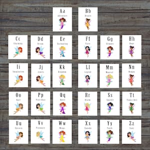 Preschool Learning Flash Cards, Printable Alphabet Cards, Montessori Toys, Fairies, Alphabet Cards, Educational Toy, Instant Download