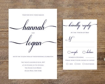 Calligraphy Invitation, Wedding Invitation, Printable Invitation, Digital Download, Romantic Wedding, Printable Download, Printable Card