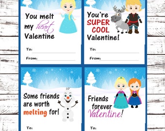 Frozen Valentine S Day Cards Etsy
