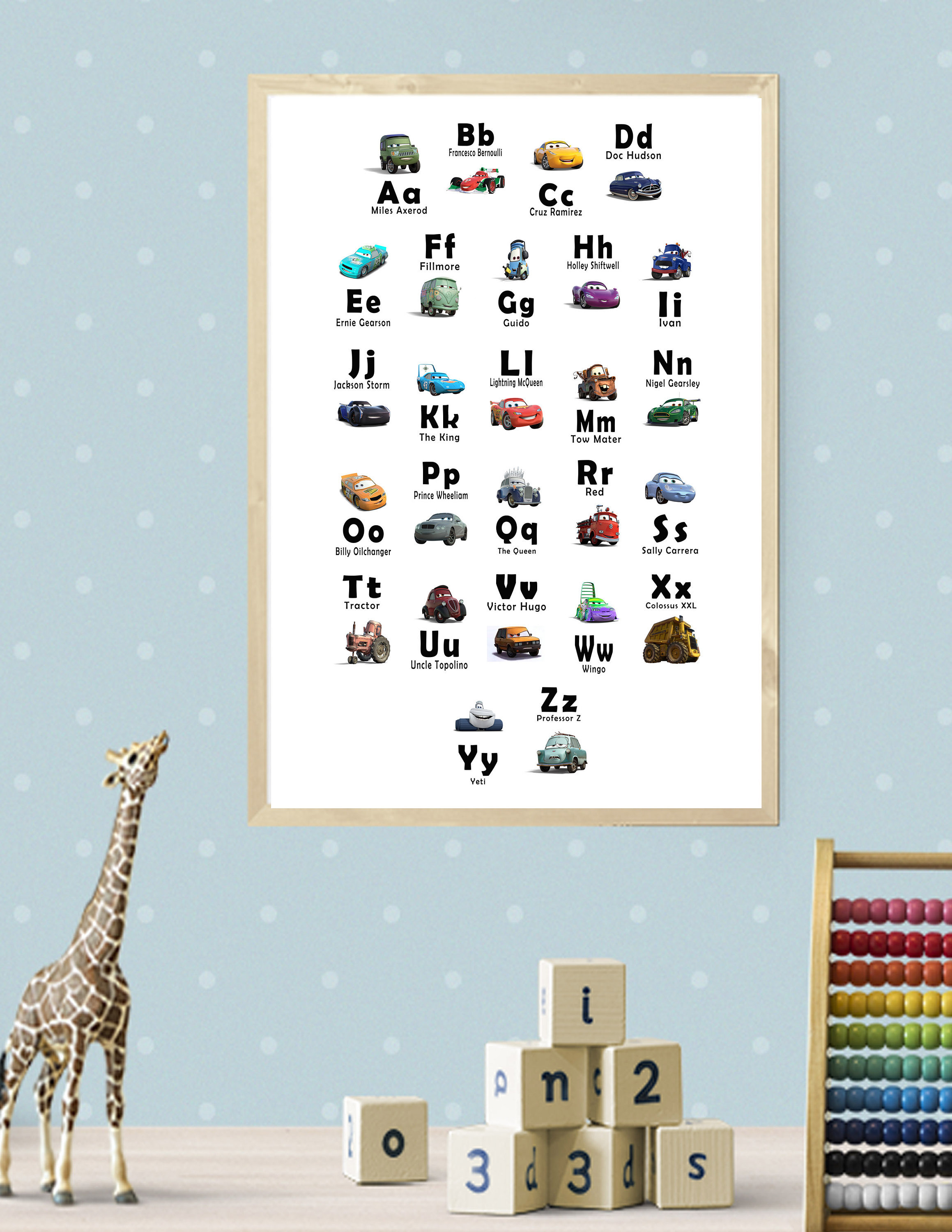 Cars, Printable Poster, Alphabet Poster, Nursery Decor, Digital Alphabet, Printable Cars, Playroom Decor, Cars Decor, Boy Nursery,