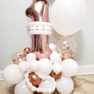 Luftballons zum Geburtstag, Geburtstagsparty für Mädchen, Geburtstagsdekoration für Mädchen, Ballonblumenstrauß, Zahlenballondekor, Zahlenblumenstrauß, Partyballons