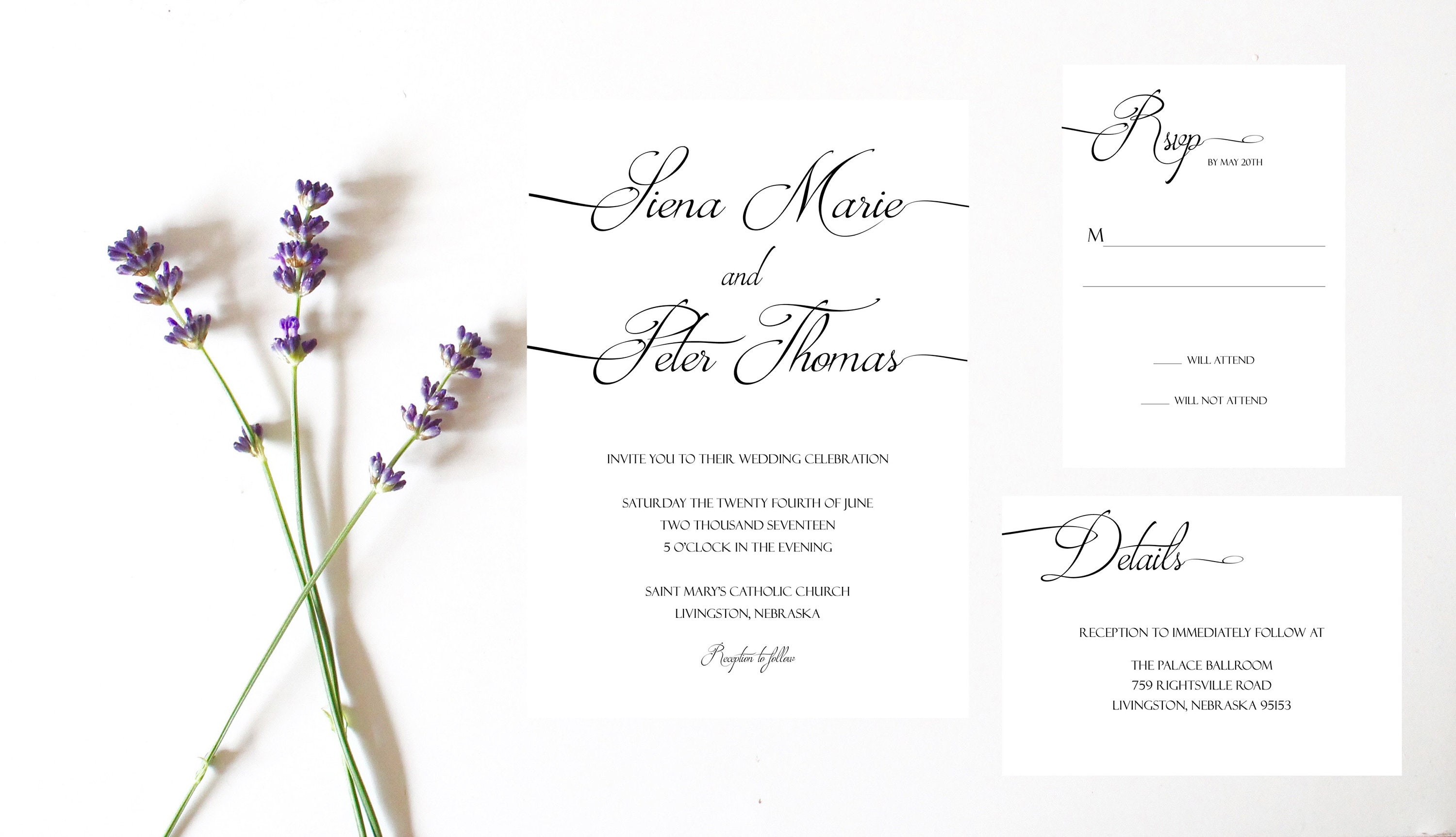 Calligraphy Wedding Invitation Printable, Wedding Invitation Digital ...