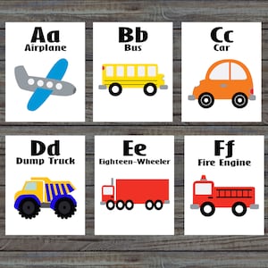 De kaarten van de flits, vervoer, alfabet kaarten, speelgoed, educatief speelgoed, afdrukbare kaarten, kwekerij, Instant Download, afdrukbare Download leren