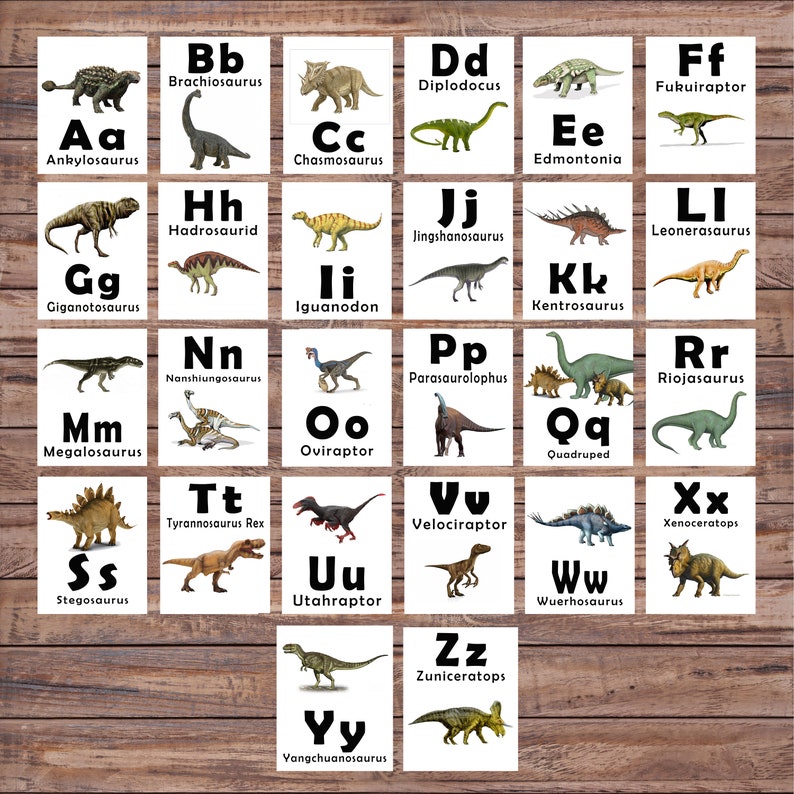 Dinosaur ABC Printable Flash Cards Learning Toys Dinosaurs - Etsy