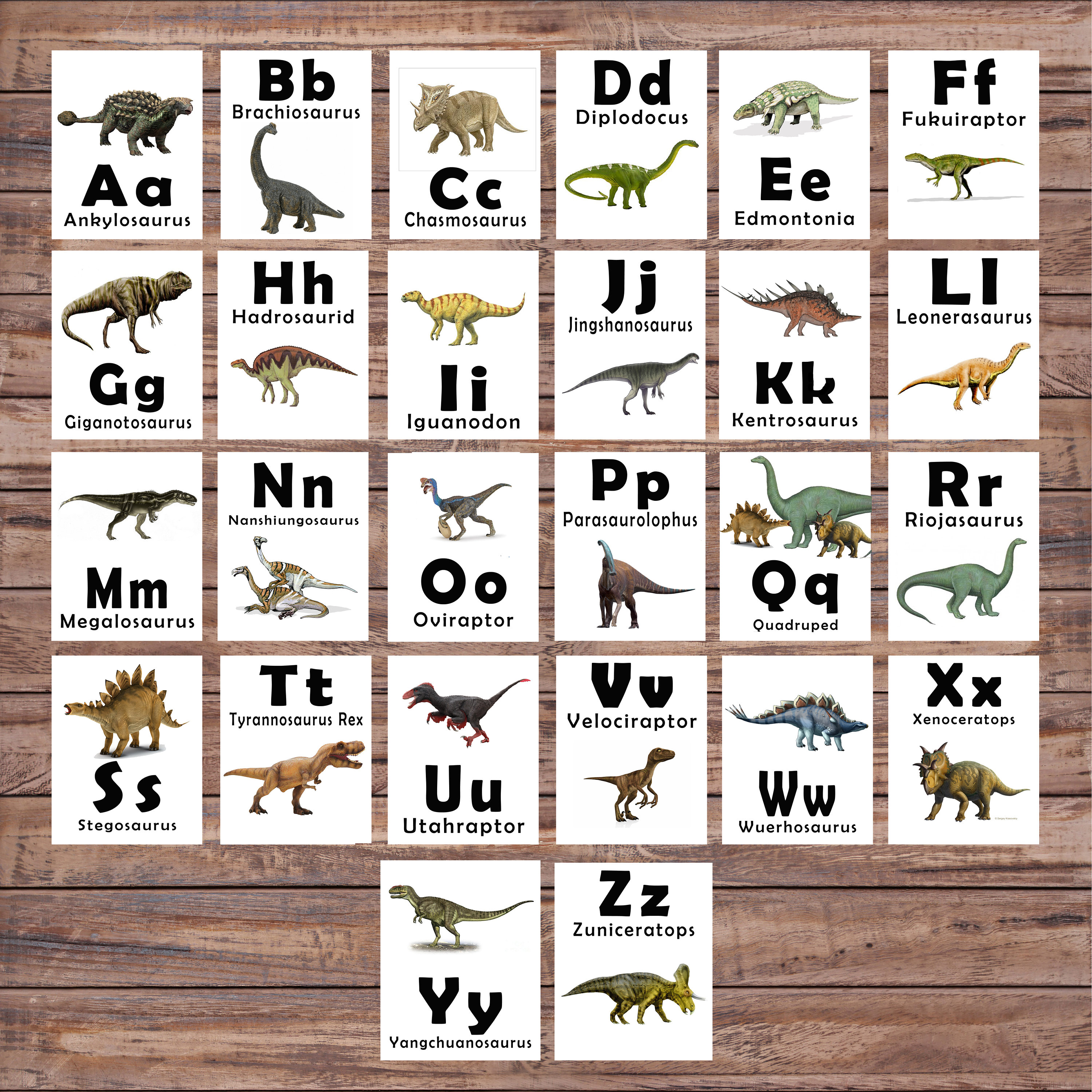 Dinosaur ABC Printable Flash Cards Learning Toys Dinosaurs Etsy