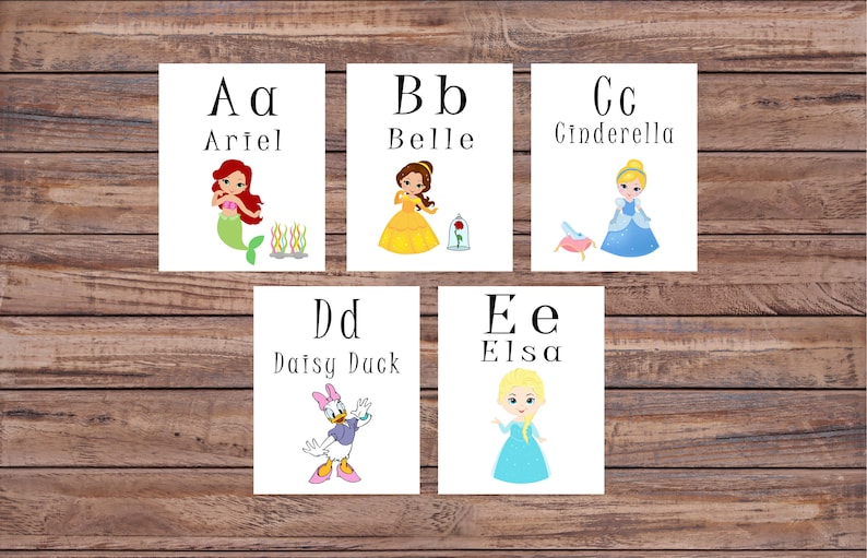 Flash Cards, Princess, Alphabet Cards, Learning Toys, Educational Toys