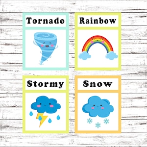 Flash Cards, Weather, Learning Toys, Educational Toys, Printable Cards, Instant Download, Preschool, Kindergarten, Printable Download image 2