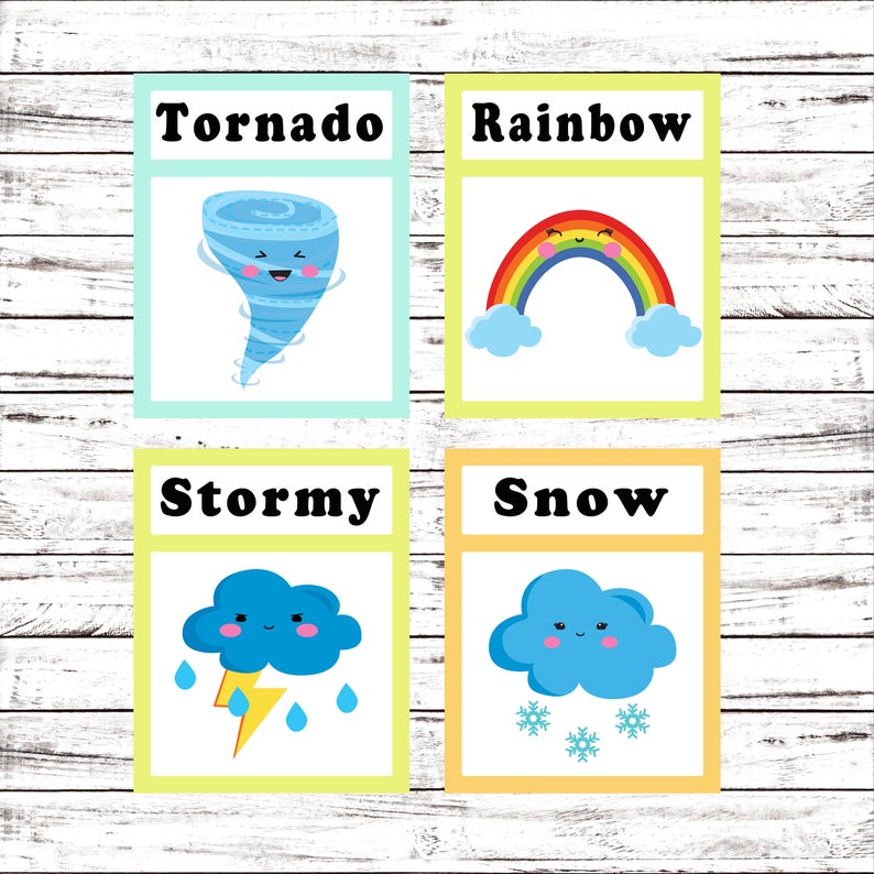 Flash Cards, Weather, Learning Toys, Educational Toys, Printable Cards, Instant Download, Preschool, Kindergarten, Printable Download image 2