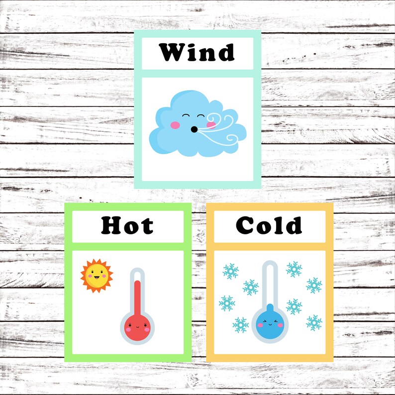 Flash Cards, Weather, Learning Toys, Educational Toys, Printable Cards, Instant Download, Preschool, Kindergarten, Printable Download image 3