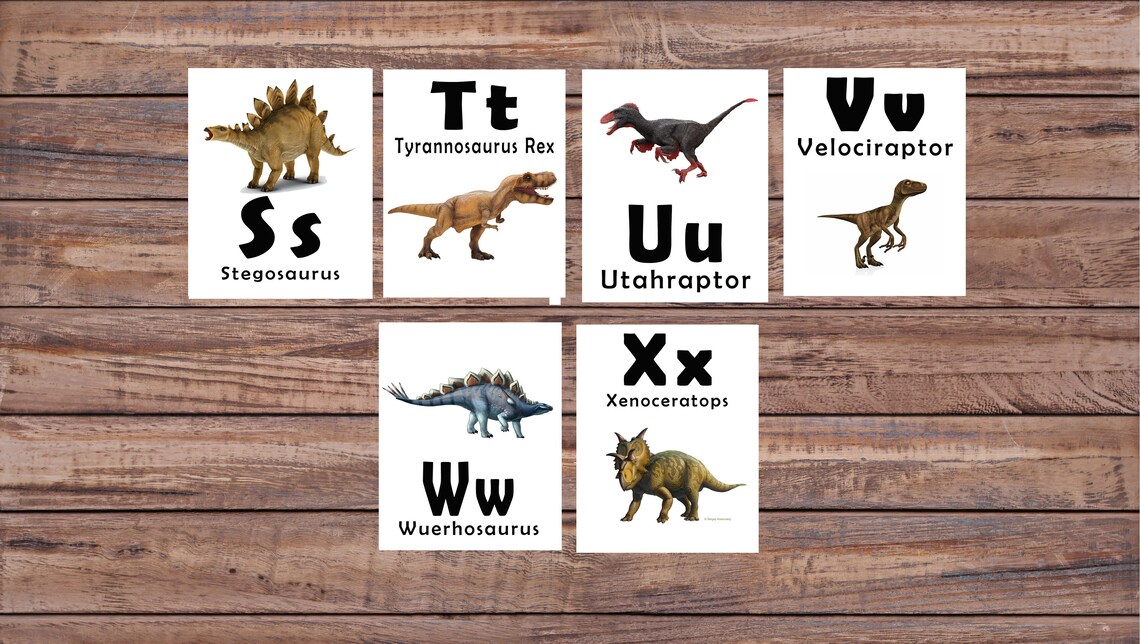 Dinosaur ABC Printable Flash Cards Learning Toys Dinosaurs | Etsy