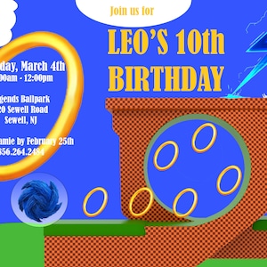 Sonic Inspirierte Geburtstags-Einladung, Sonic Birthday Party, Junge Sonic Tails Geburtstag Einladung, Jungen Geburtstag, druckbare, digitale Einladung