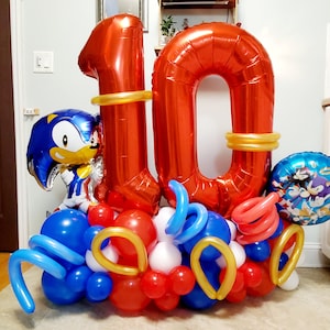 OPATER 5 Pcs Sonic The Hedgehog Balloons Birthday Party Supplies