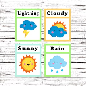 Flash Cards, Weather, Learning Toys, Educational Toys, Printable Cards, Instant Download, Preschool, Kindergarten, Printable Download image 1