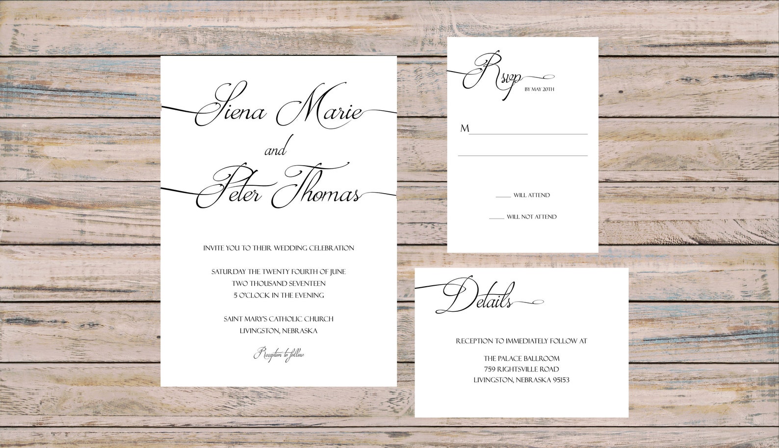Calligraphy Wedding Invitation Printable, Wedding Invitation Digital ...