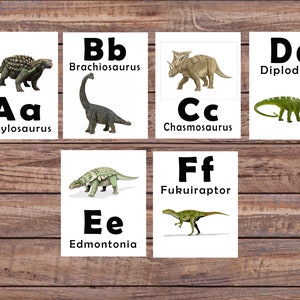 Dinosaure ABC imprimable Flash cartes, jouets d’apprentissage, dinosaures, alphabet imprimable carte, maternelle, préscolaire, alphabet cartes murales