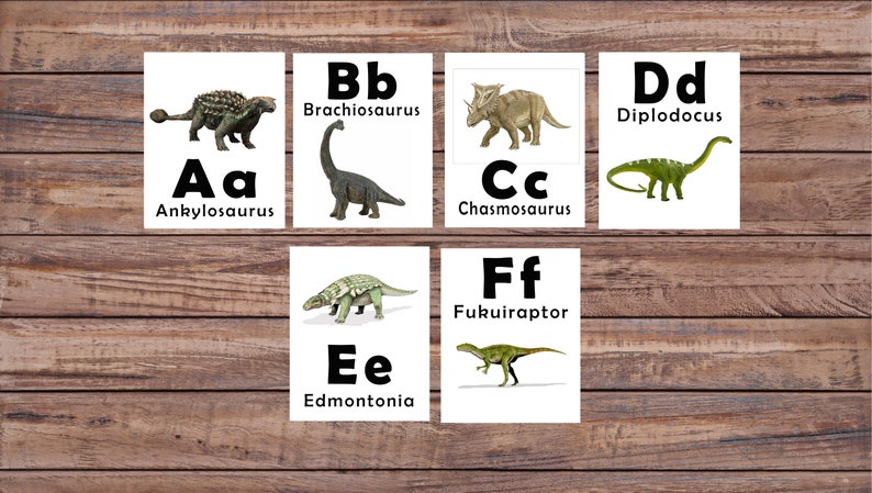 Dinosaur Abc Printable Flash Cards Learning Toys Dinosaurs Etsy