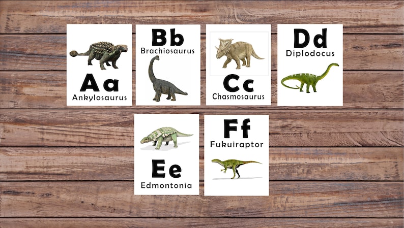 Dinosaur Abc Printable Flash Cards Learning Toys Dinosaurs Etsy