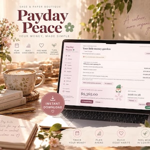 Payday Peace Digital Budget Planner | Expense Tracker, Bill Calendar and Savings Goals | Mac & Windows
