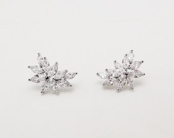 Marquise Cut Crystal Stud Earrings, Art Deco Wedding, Great Gatsby 1920s Prom Earrings 6020