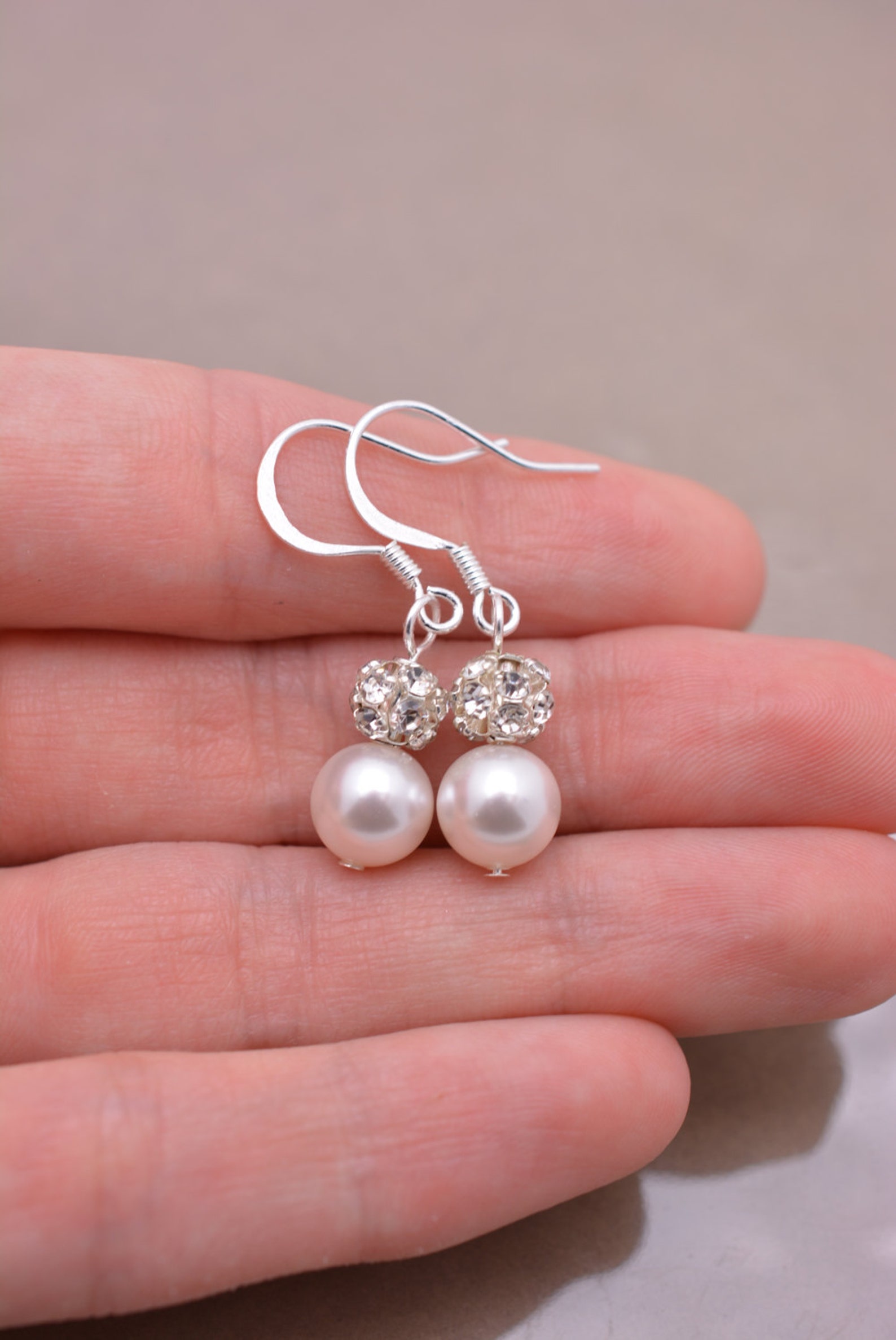 Pearl and Rhinestone Wedding Earrings, Crystal Drop Bridesmaid - Etsy Pearl and Rhinestone Wedding Earrings, Crystal Drop Bridesmaid - Etsy