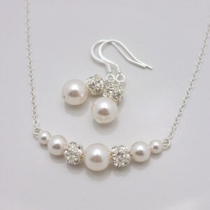Collier et boucles d'oreilles de mariée en perles et strass, ensemble de bijoux de mariage