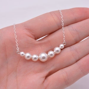 Sterling Silver Pearl Bridal Necklace, Wedding Bridesmaid Necklace in Real Silver 0305 Bild 2