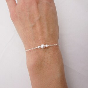 Bridesmaid Pearl Bracelet in Sterling Silver, Dainty Pearl Wedding Bracelet, Quantity Discount image 6