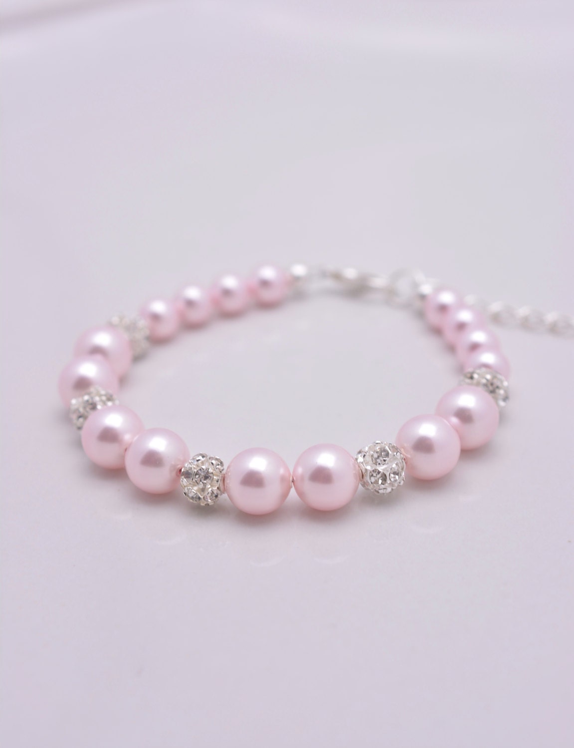 Pink Pearl Bracelet Light Pink Pearl Bridal Bracelet Pink | Etsy