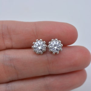 Bridal Stud Earrings, Crystal Stud Earrings, Crown Stud Earrings, CZ Post Earrings, Bridesmaid Wedding Earrings 0274 image 5