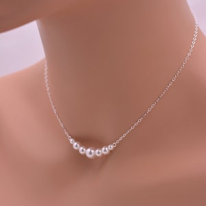 Sterling Silver Pearl Bridal Necklace, Wedding Bridesmaid Necklace in Real Silver 0305 Bild 3