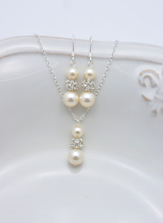 5 Ivory Pearl Jewelry Sets Set of 5 Bridesmaid Necklaces and