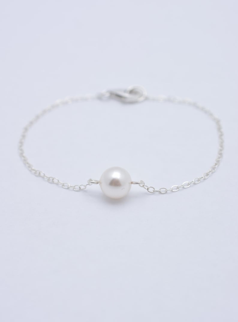 Single pearl bracelet silver Clearance