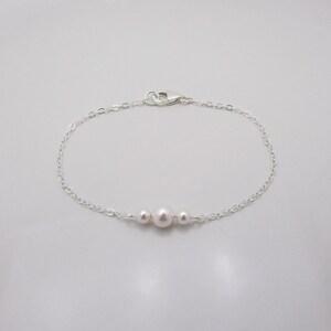 Bridesmaid Pearl Bracelet in Sterling Silver, Dainty Pearl Wedding Bracelet, Quantity Discount image 9