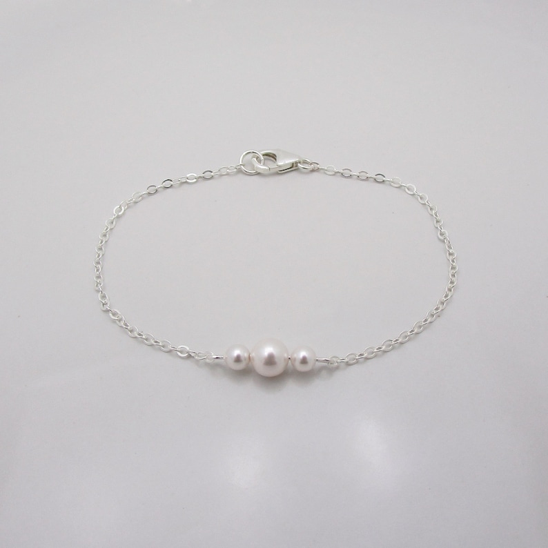 Bridesmaid Pearl Bracelet in Sterling Silver, Dainty Pearl Wedding Bracelet, Quantity Discount image 9