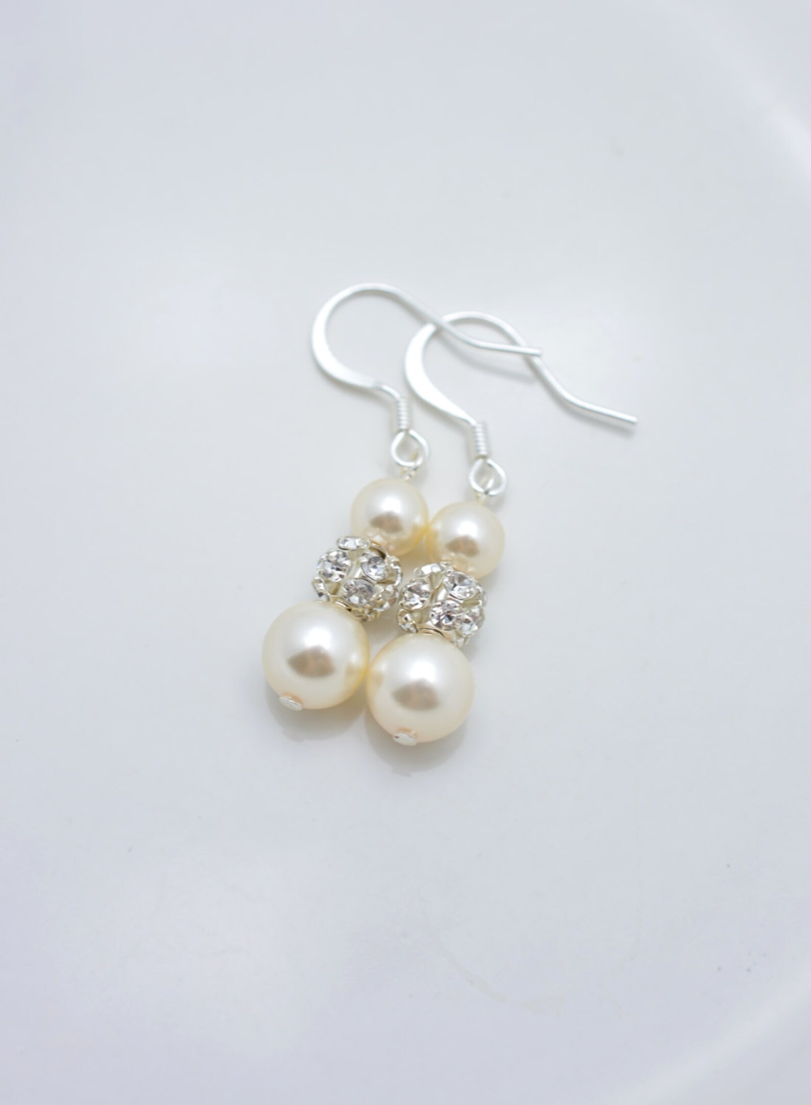 Ivory Bridal Earrings Ivory Pearl Earrings Sterling Silver Etsy