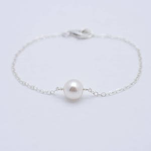 Bridesmaid Pearl Jewelry Set, Sterling Silver Necklace and Bracelet Set with Crystal Pearls 0169 image 7