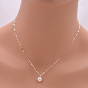 Bridesmaid Pearl Jewelry Set, Sterling Silver Necklace and Bracelet Set with Crystal Pearls 0169 image 2
