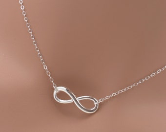 Infinity Charm Necklace, Silver Infinity Bridesmaid Necklace, Best Friend Christmas Gift for Her 0197