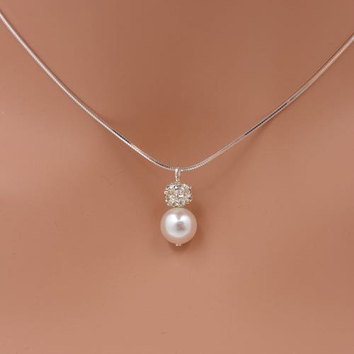 Pearl Wedding Necklace Crystal Bridal Necklace Sterling - Etsy
