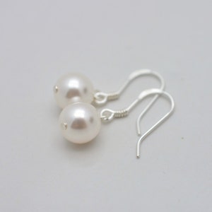 Sterling Silver Pearl Bridal Earrings, Pearl Drop Real Silver Earrings, Bridesmaid 0346