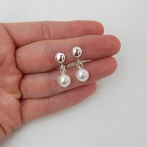 Sterling Silver Clip On Earrings, Clipon Bridesmaids Earrings, Pearl Clip-on 00611 image 3