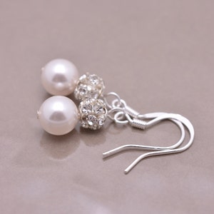 Pearl Bridal Bracelet and Earring Set, Pearl and Rhinestone Wedding Jewelry Set 0348 image 3