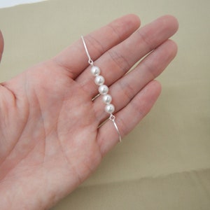 Set of 4 Bridesmaids Adjustable Bracelets with Sliding Clasp, 4 Pearl Bar Sterling Silver Bracelets 0431 image 7