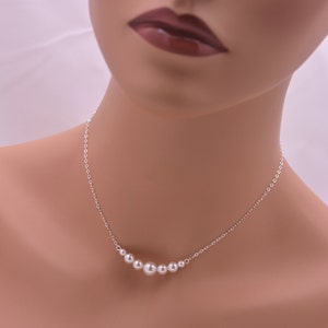 Sterling Silver Pearl Bridal Necklace, Wedding Bridesmaid Necklace in Real Silver 0305 Bild 1