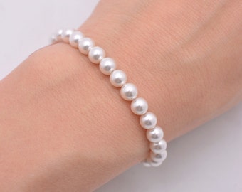 Set of 4 Pearl Bridesmaid Bracelets, Full Pearl Bracelet, Dainty Pearl Bracelet 0258