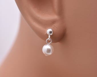 5 Pairs Tiny Pearl Earrings, 5 Pairs Bridesmaid Pearl Stud Sterling Silver Earrings