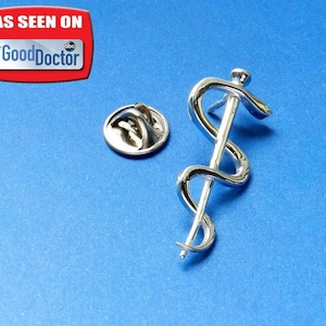 Rod of Asclepius Pin, "The Good Doctor" Lapel Pin, Gift Set for Doctor,  Medical School Graduation Pin, Staff of Aesculapius Jewelry